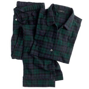 NWT J. Crew Flannel Pajama Pant & Top Set Long Sleeved Black Watch Tartan  | XS